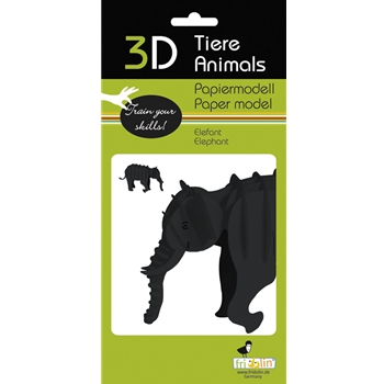 3D Papiermodell Elefant schwarz