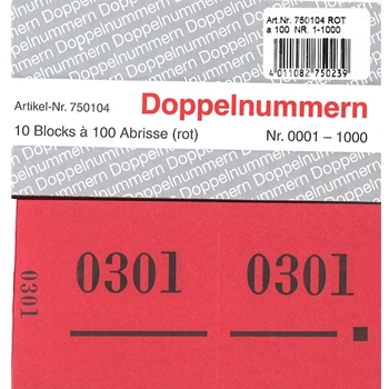 Doppelnummern-Set  Rot 1000 Stck